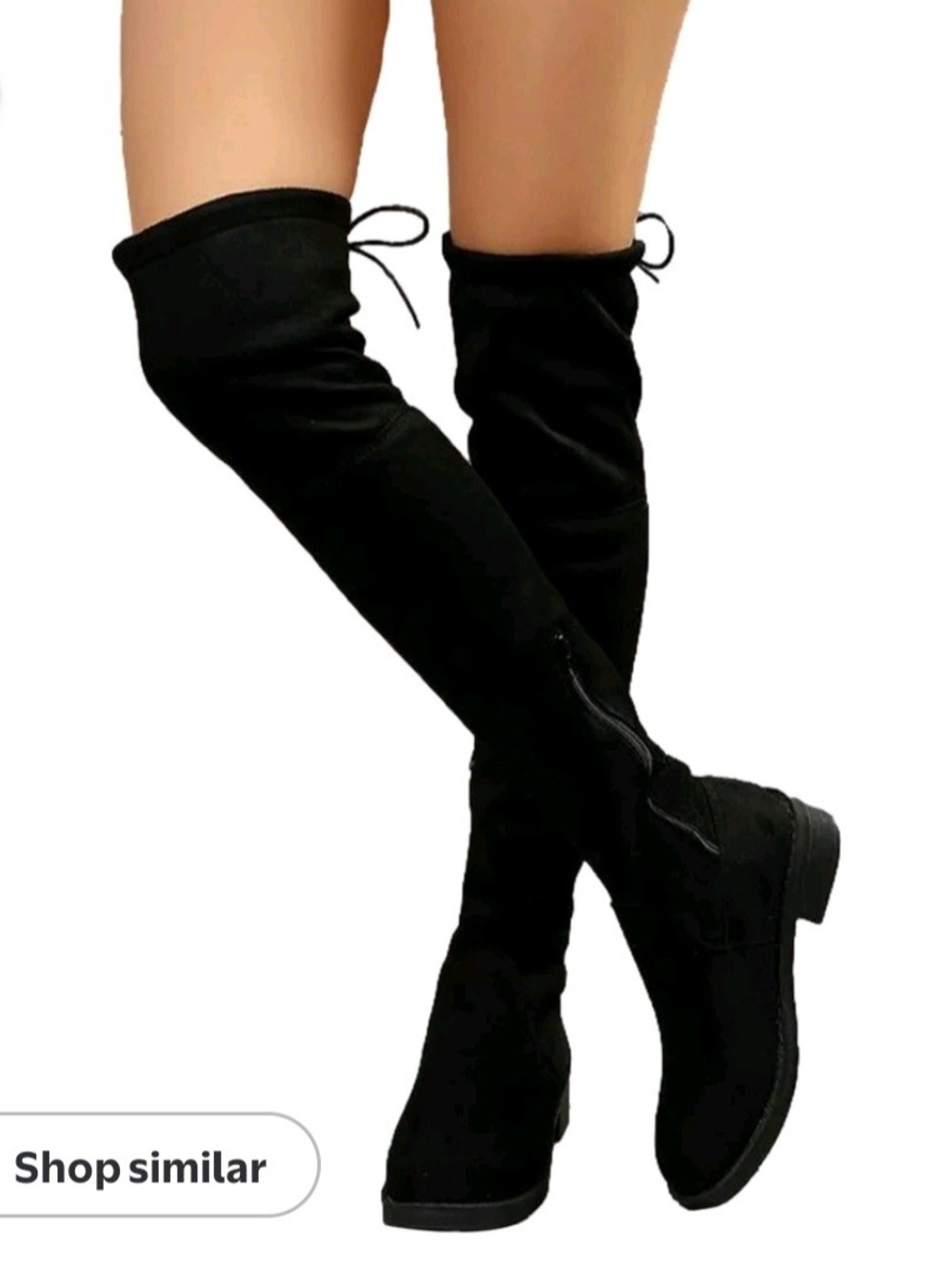 Time and Tru Black Over-The-Knee Lace-Back Stretch Boots